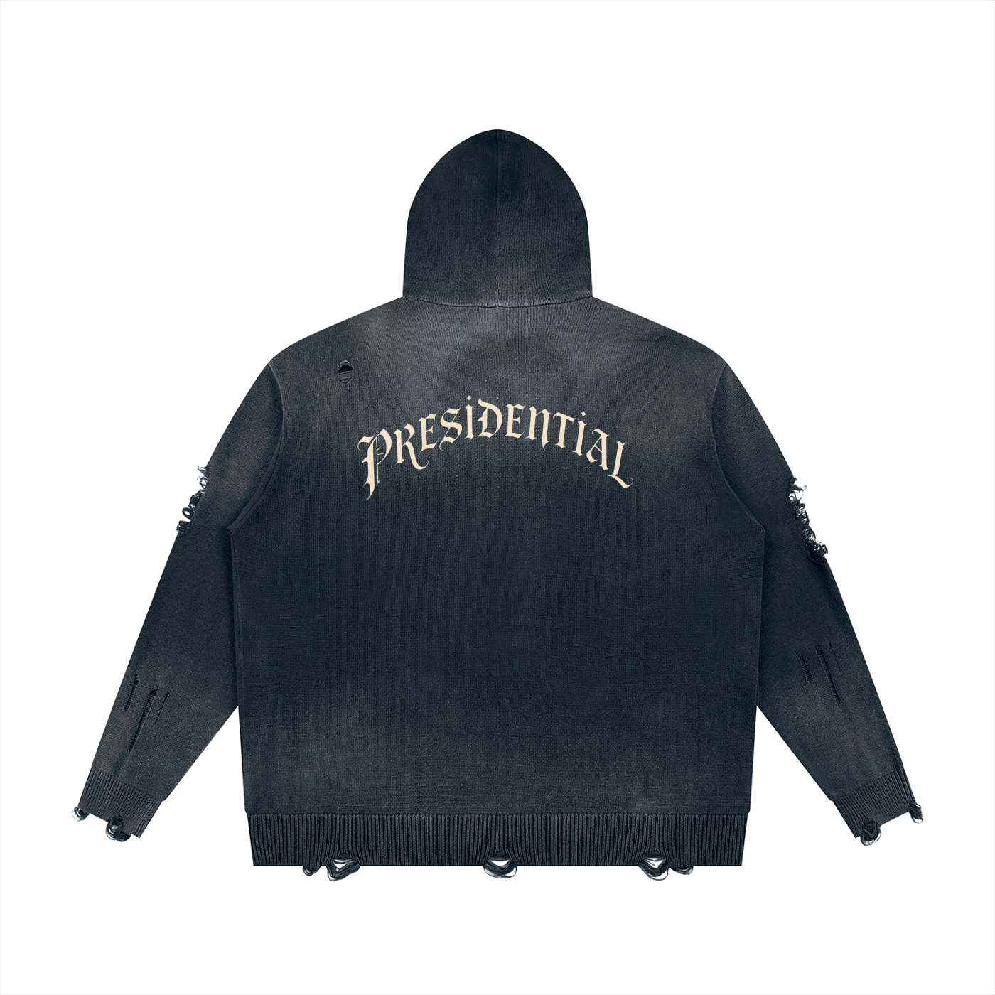Unisex Distressed Full Zip Sweater