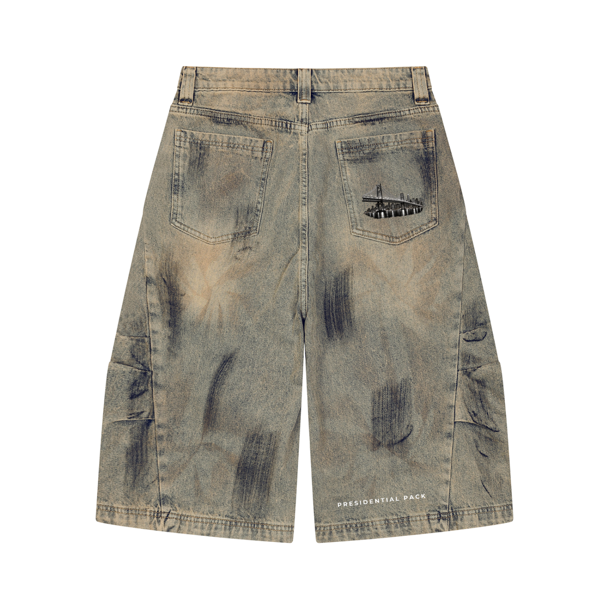Men’s Long Vintage Wash Demin Jeans Shorts
