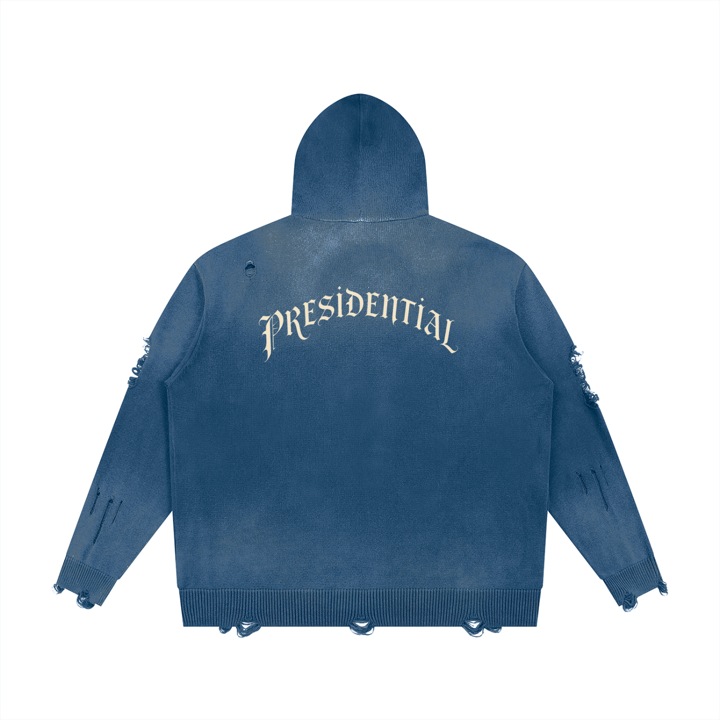 Unisex Distressed Full Zip Sweater