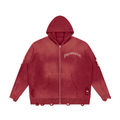 Unisex Distressed Full Zip Sweater