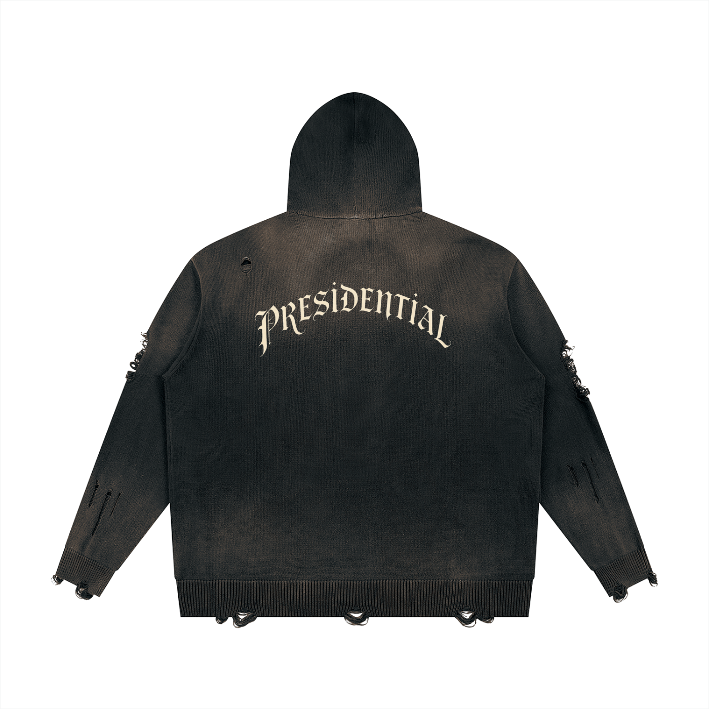 Unisex Distressed Full Zip Sweater